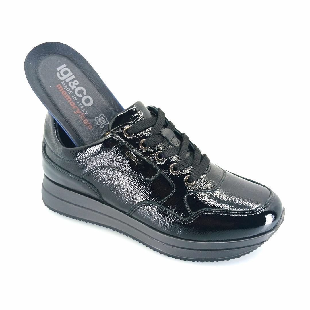 igi&co 4145000 (μαύρο λουστρίνι) γυναικεία sneakers