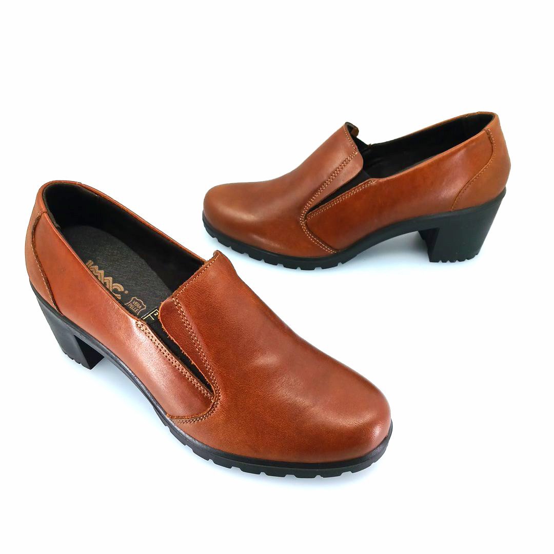 IMAC 455400 (κονιάκ) chunky heel slip-on