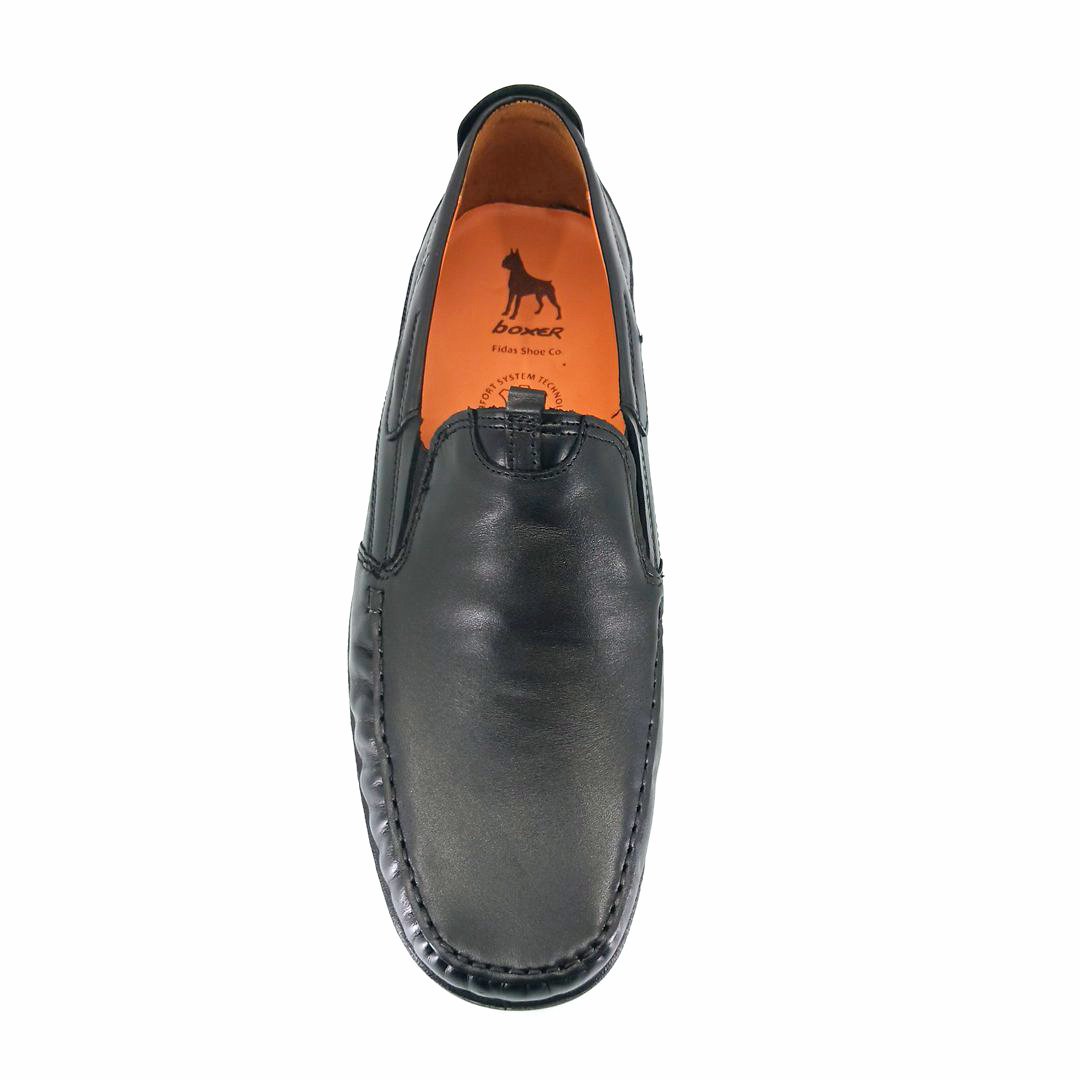 Boxer 15367 (μαύρο δέρμα) ανδρικά slip-on 