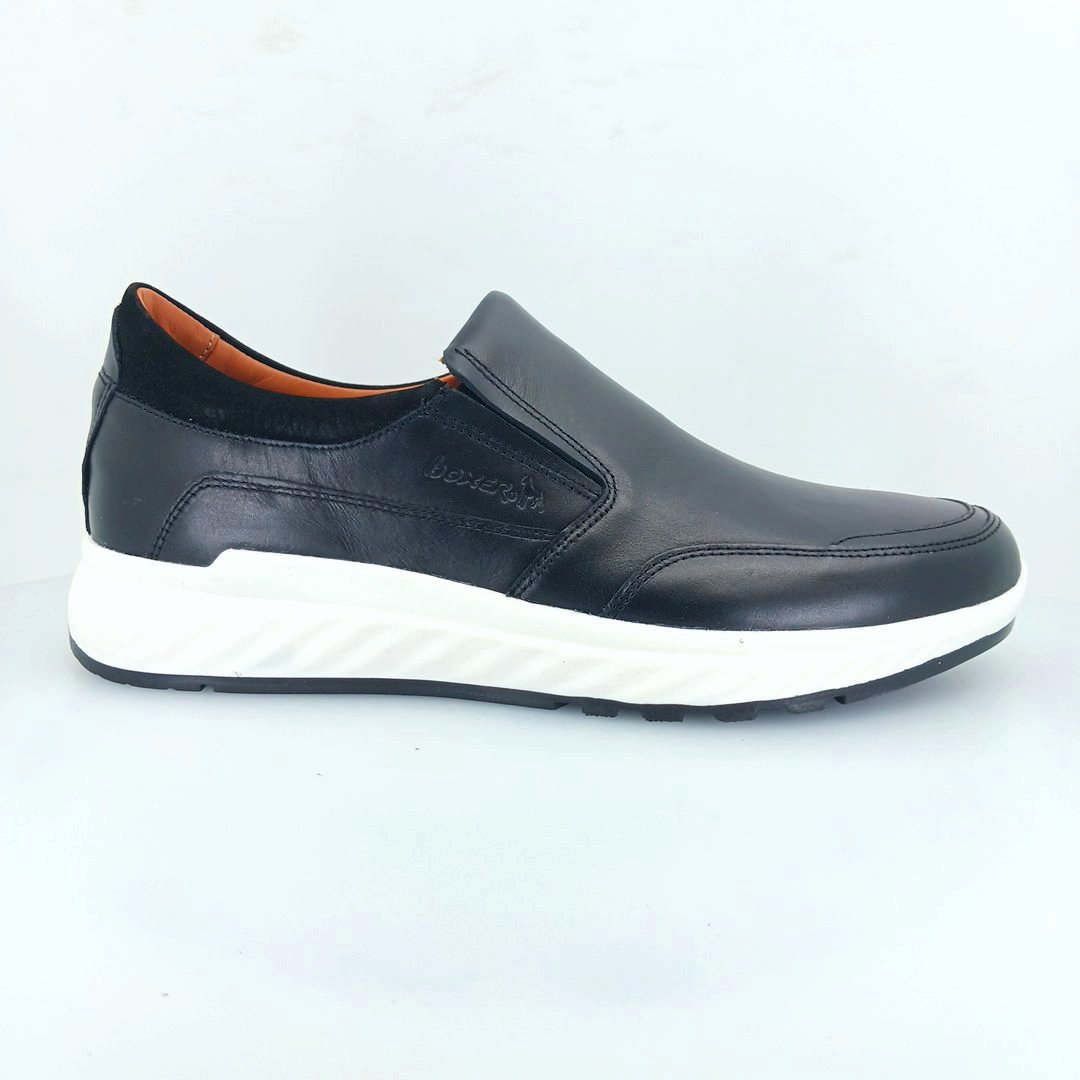 Boxer 43008 (μαύρο δέρμα) ανδρικά slip-on