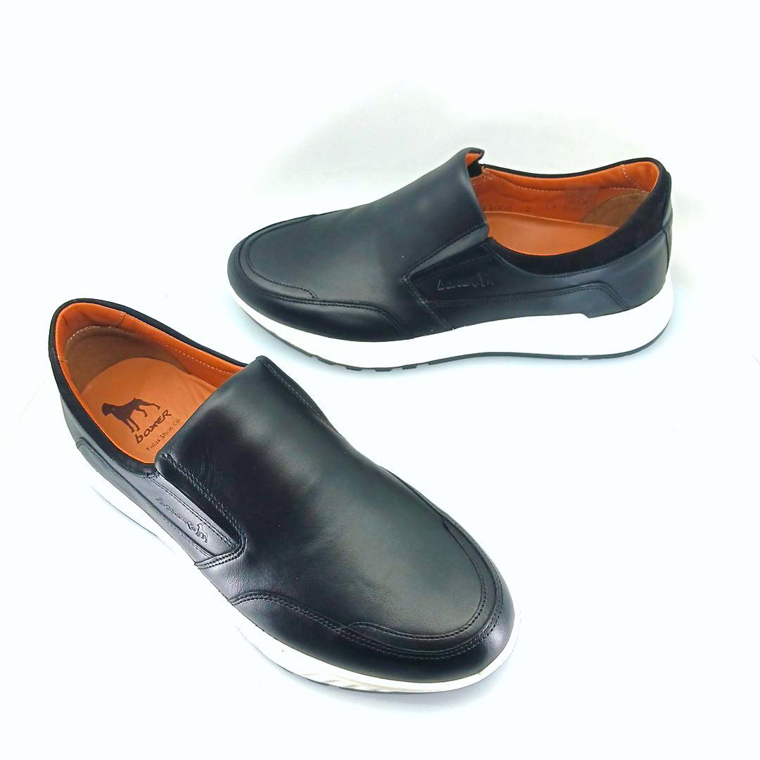 Boxer 43008 (μαύρο δέρμα) ανδρικά slip-on