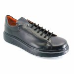 Boxer 21345 (μαύρο δέρμα) ανδρικά δετά sneakers
