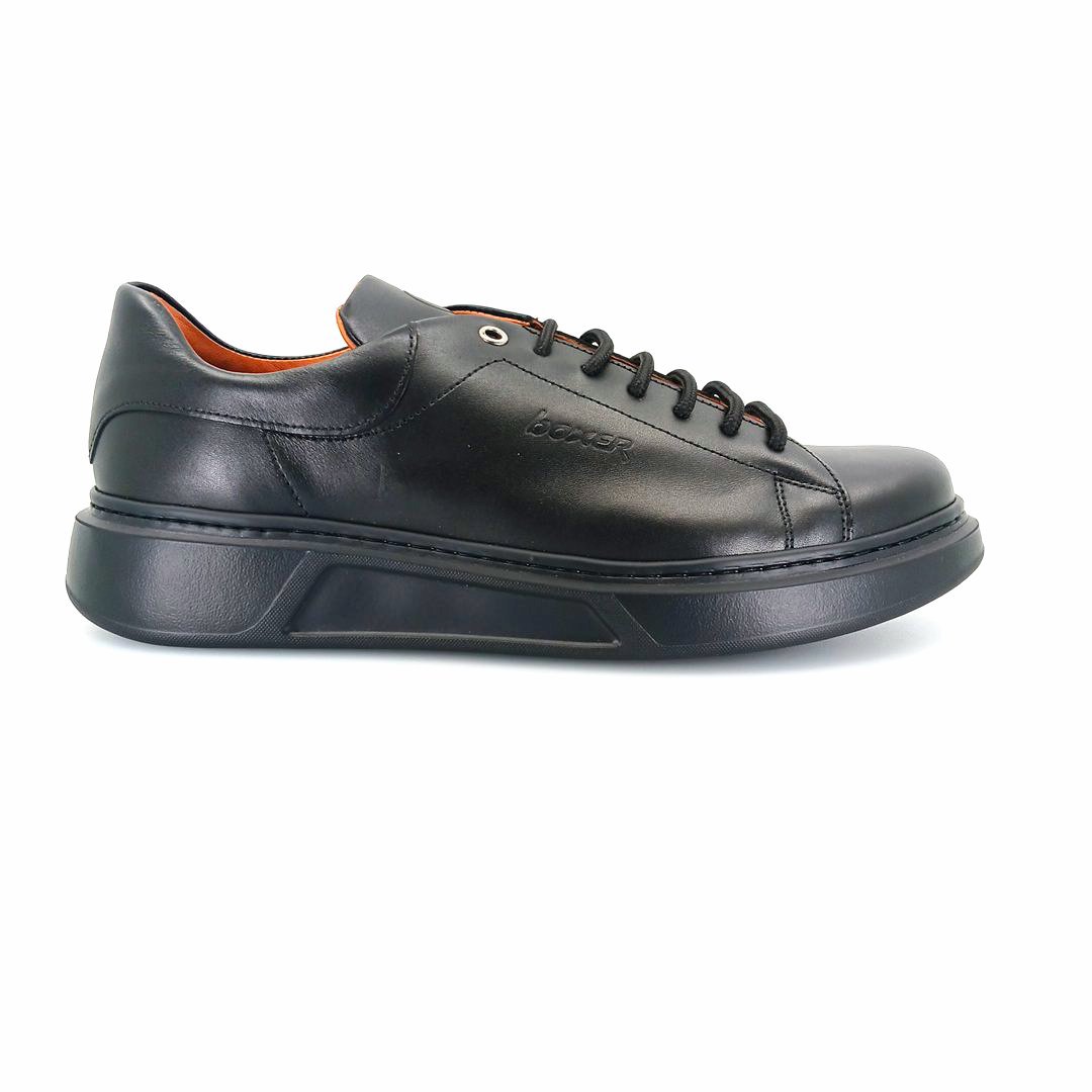 Boxer 21345 (μαύρο δέρμα) ανδρικά δετά sneakers