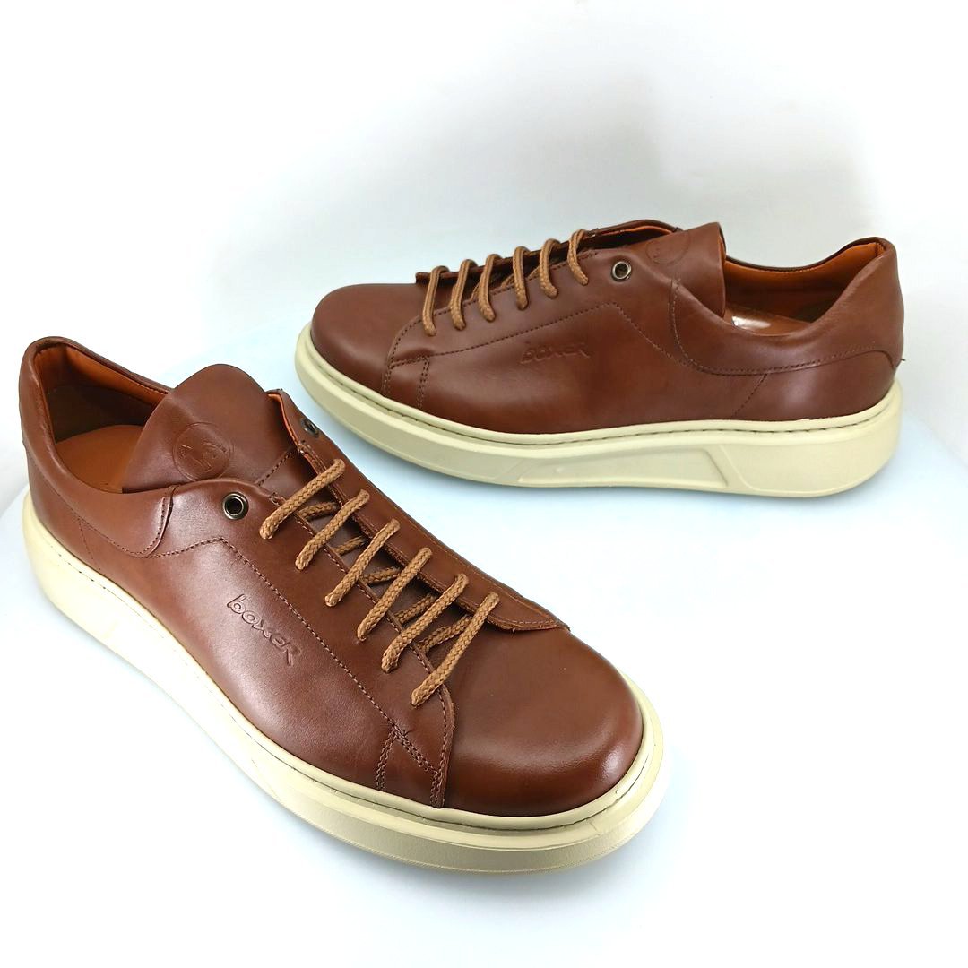 Boxer 21345 (ταμπά δέρμα) ανδρικά δετά sneakers