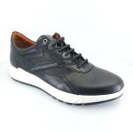 Boxer 43009 (μαύρο δέρμα) ανδρικά δετά sneakers