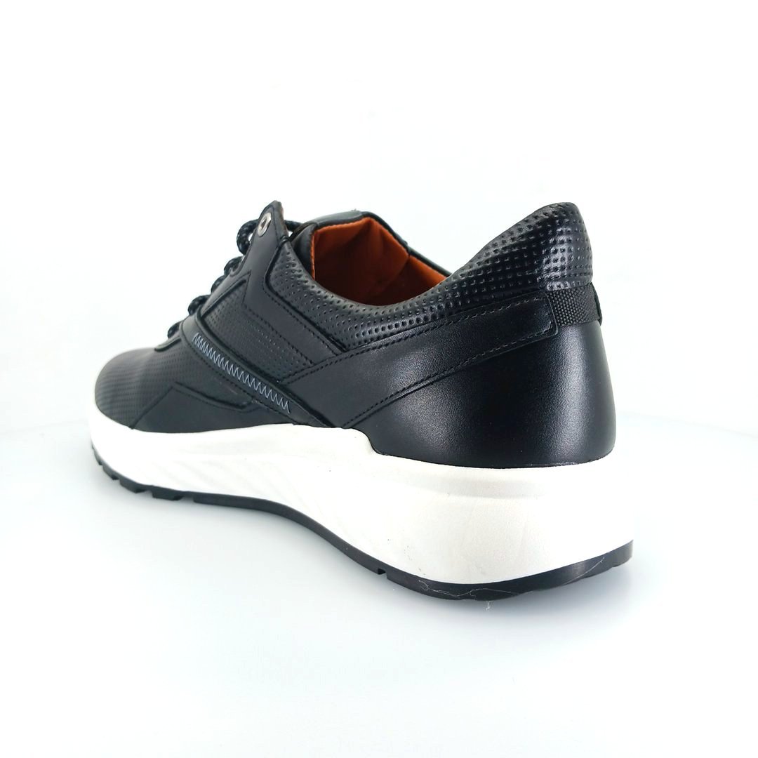Boxer 43009 (μαύρο δέρμα) ανδρικά δετά sneakers