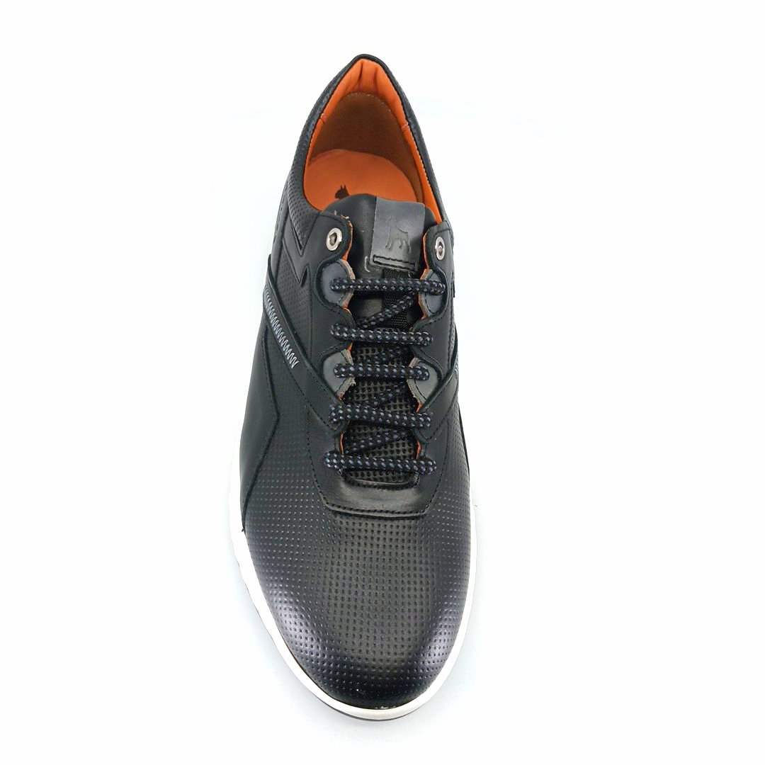 Boxer 43009 (μαύρο δέρμα) ανδρικά δετά sneakers