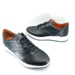 Boxer 43009 (μαύρο δέρμα) ανδρικά δετά sneakers
