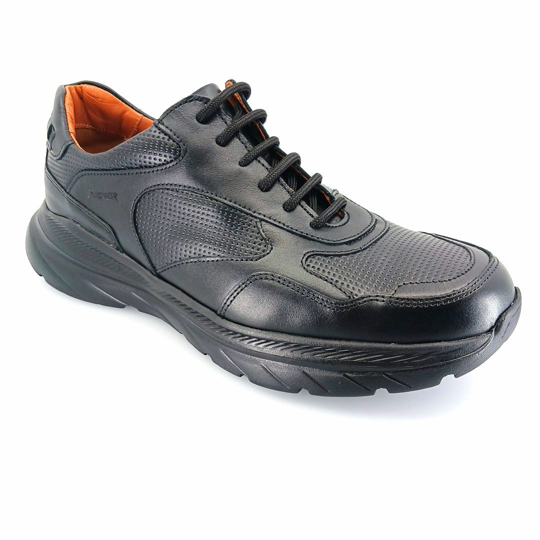 boxer-44001-black-1 Boxer 44001 (μαύρο δέρμα) ανδρικά δετά sneakers