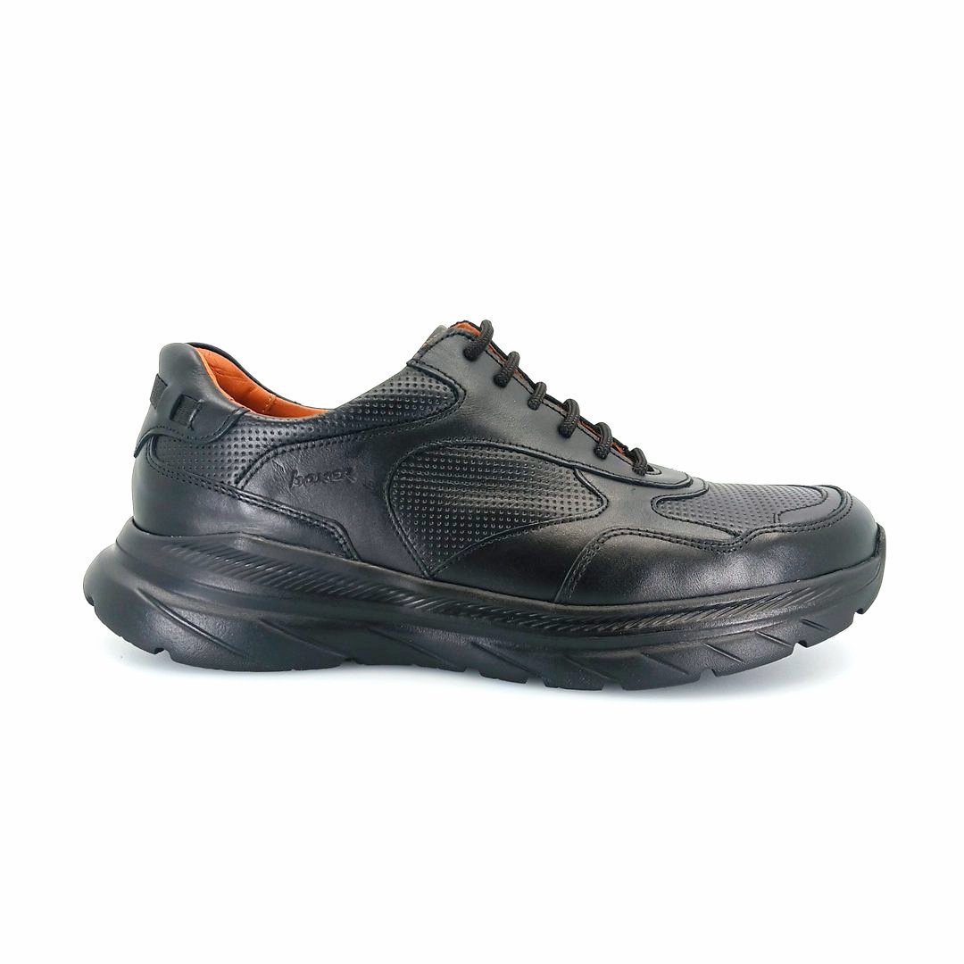 Boxer 44001 (μαύρο δέρμα) ανδρικά δετά sneakers