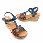 Boxer 97003 (multi μπλε δέρμα) γυναικείες πλατφόρμες