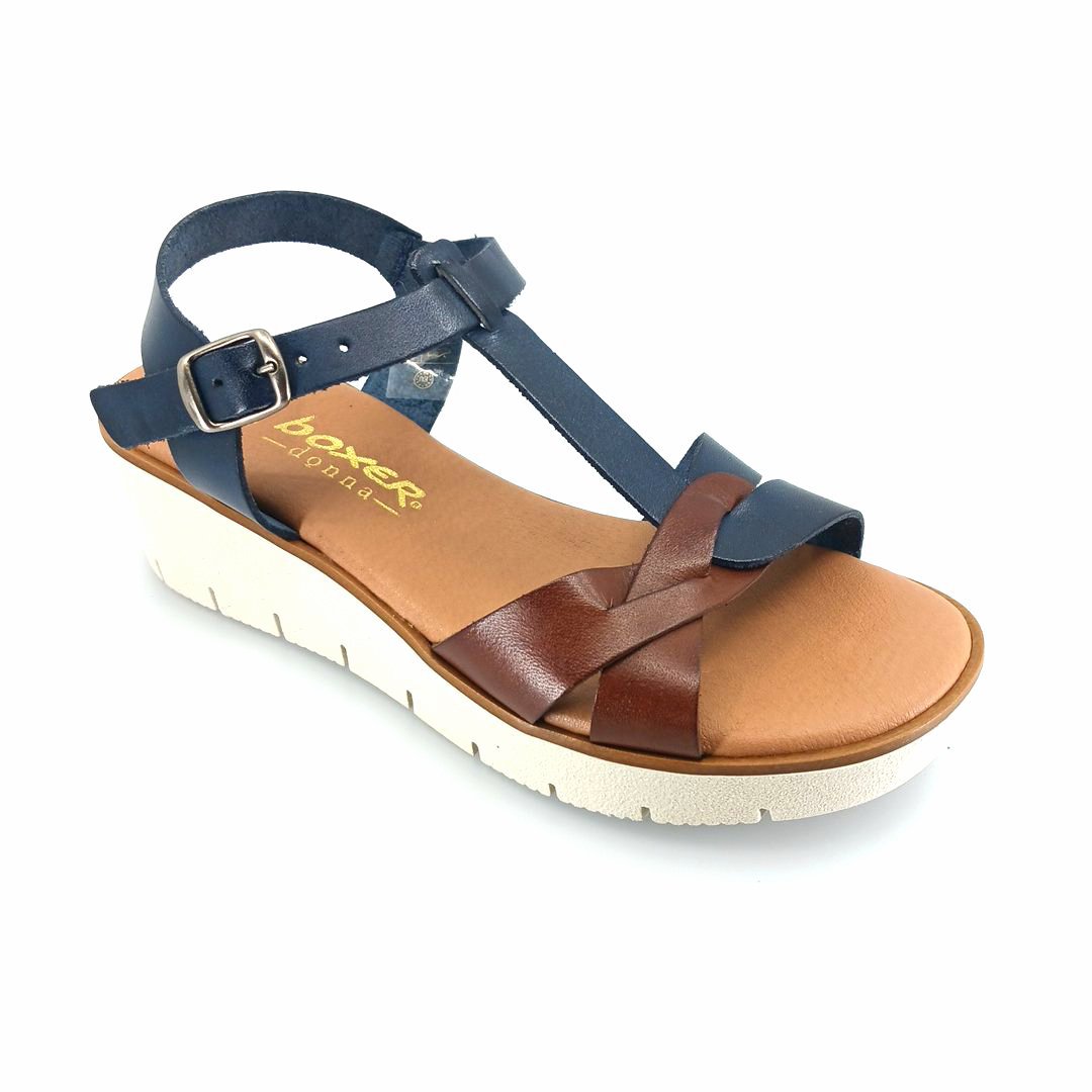 Boxer 97034 (multi μπλε δέρμα) γυναικεία σανδάλια