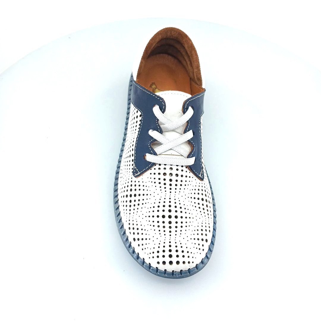 Boxer 98390 (λευκό - μπλε δέρμα) γυναικεία sneakers