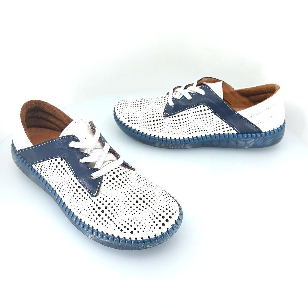 Boxer 98390 (λευκό - μπλε δέρμα) γυναικεία sneakers