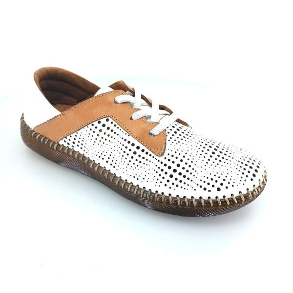 Boxer 98390 (λευκό - ταμπα δέρμα) γυναικεία sneakers