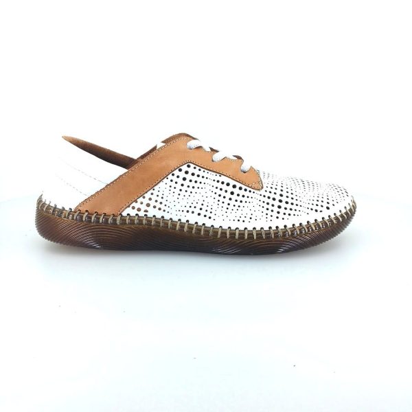 Boxer 98390 (λευκό - ταμπα δέρμα) γυναικεία sneakers