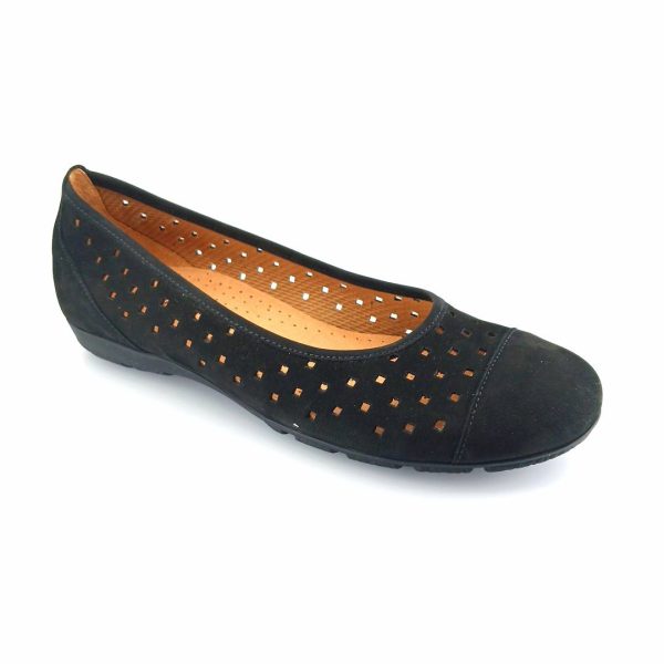 Gabor 44.169.17 μπαλαρίνες (μαύρο δέρμα nubuck)