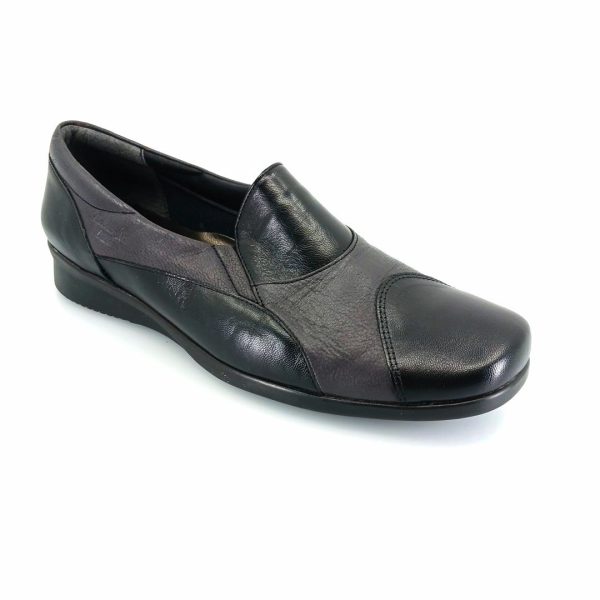 Boxer 52657 (μαύρο δέρμα) γυναικεία slip-on