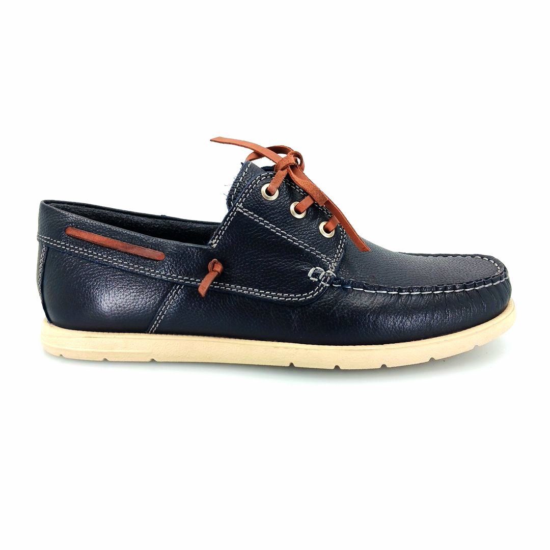 Freemood M073-101 (μπλε δέρμα) ανδρικά μοκασίνια