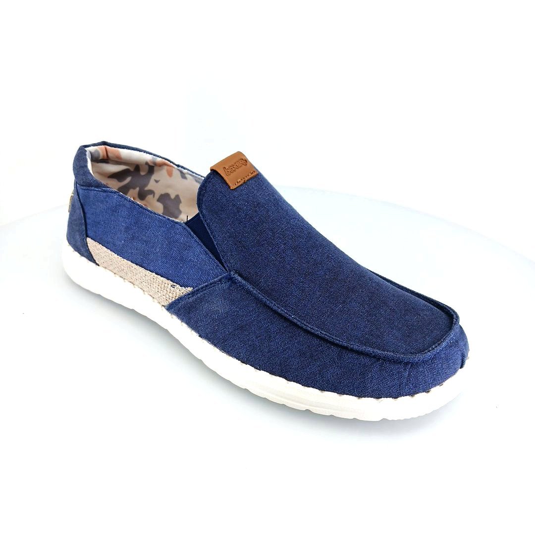 boxer-19291-blue-1 Boxer 19291 (μπλε ύφασμα) ανδρικά μοκασίνια