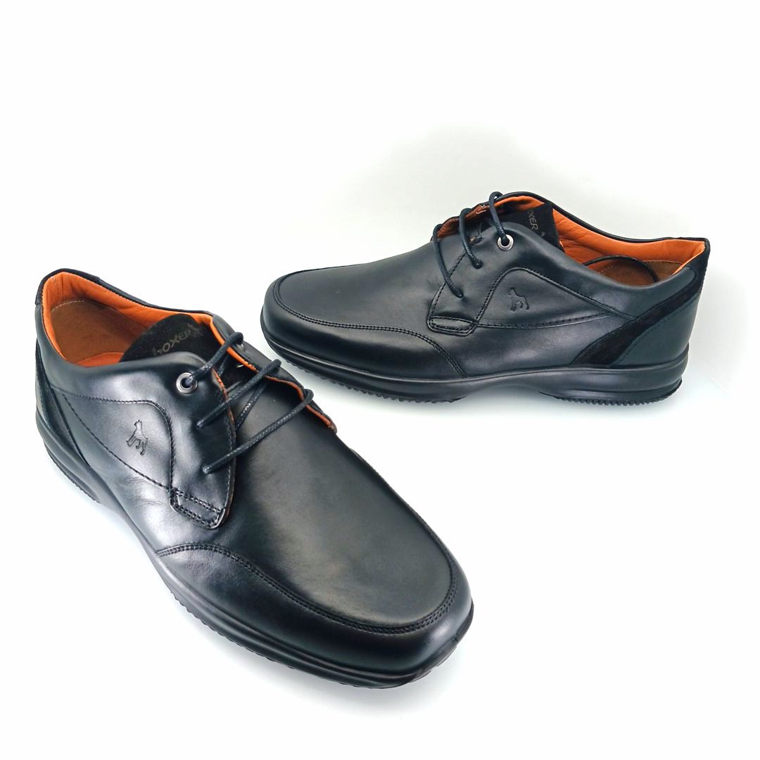 Boxer 12148 (μαύρo δέρμα) ανδρικά δετά