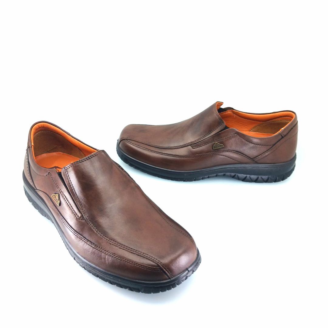 Boxer 14755 (καφέ δέρμα) ανδρικά slip-on