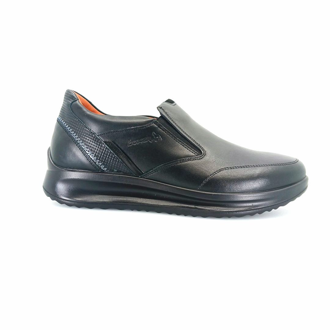 Boxer 16539 (μαύρο δέρμα) ανδρικά slip-on