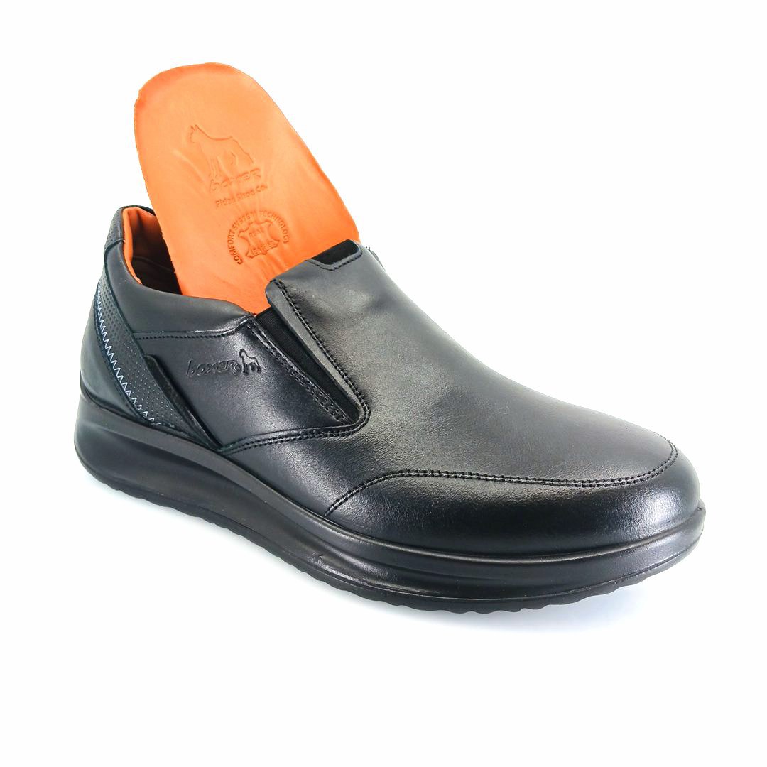 Boxer 16539 (μαύρο δέρμα) ανδρικά slip-on