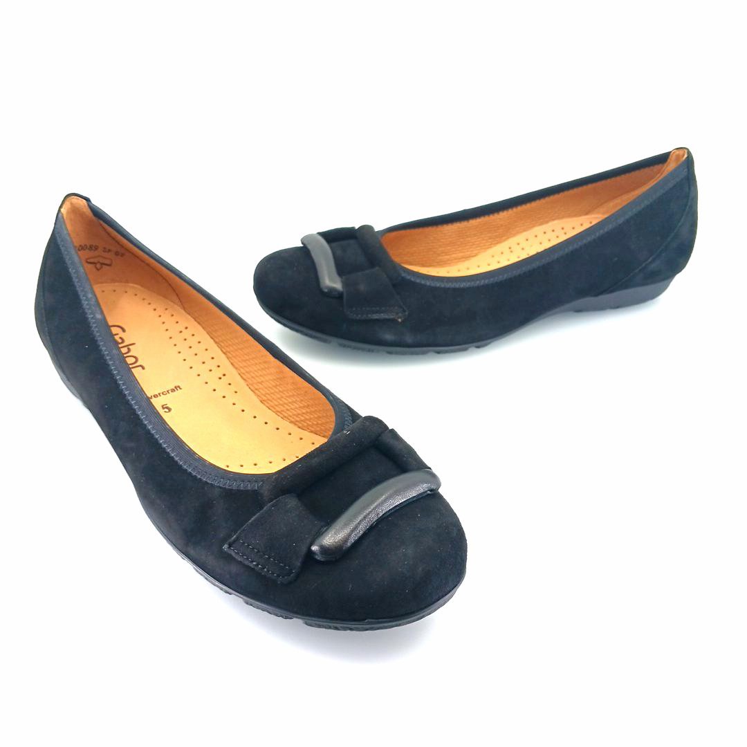 Gabor 166.17 μπαλαρίνες (μαύρο δέρμα suede)