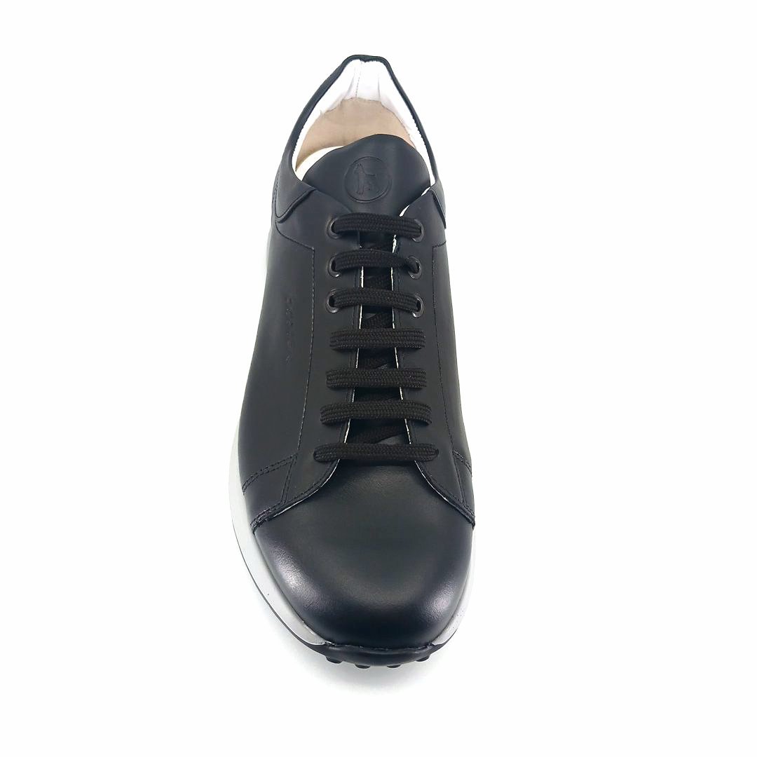 Boxer 44009 (μαύρο δέρμα) ανδρικά δετά sneakers