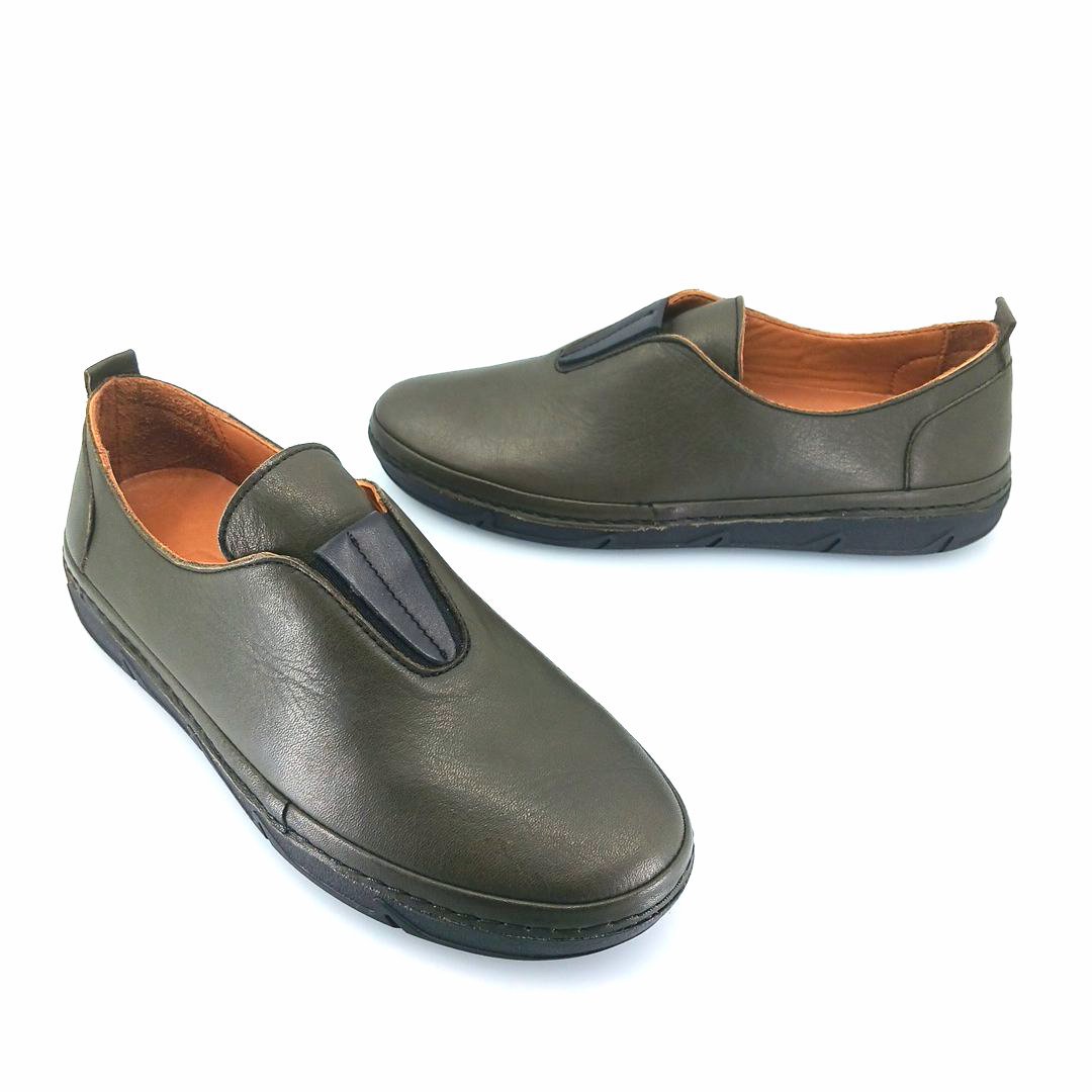 Boxer 98457 (χακί δέρμα) γυναικεία slip-on