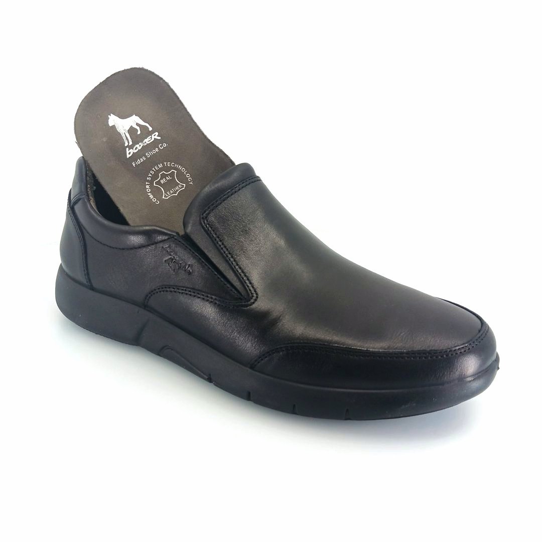 Boxer 19337 (μαύρο δέρμα) ανδρικά slip-on