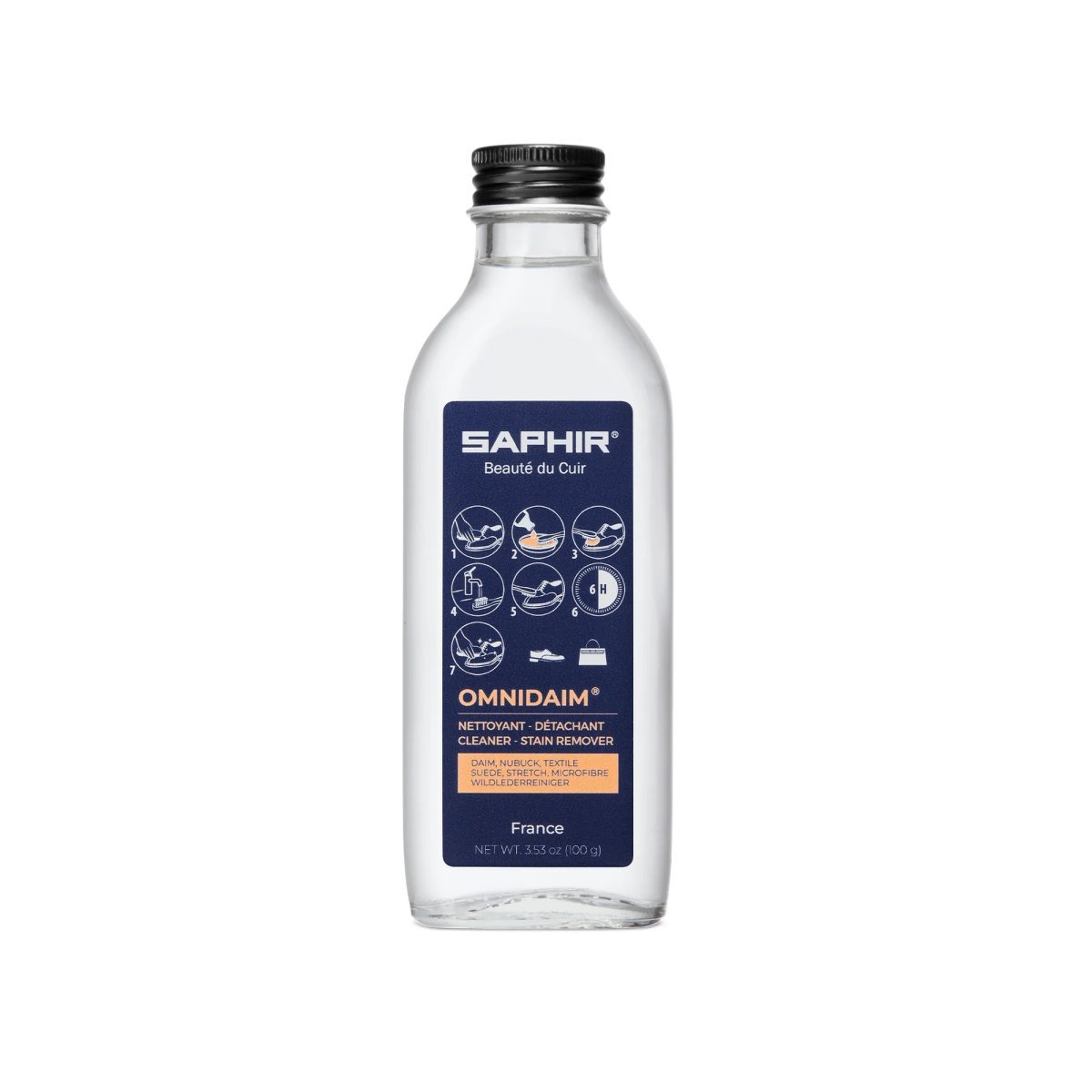 Saphir Omnidaim - υγρό καθαρισμού για δέρματα suede, nubuck, υφάσματα και συνθετικά 100ml