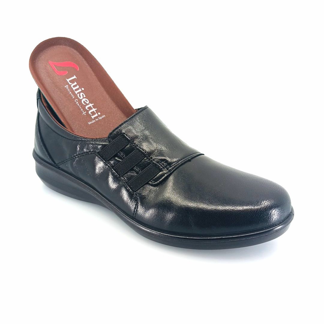 Luisetti 0308 (μαύρο δέρμα) γυναικεία slip-on