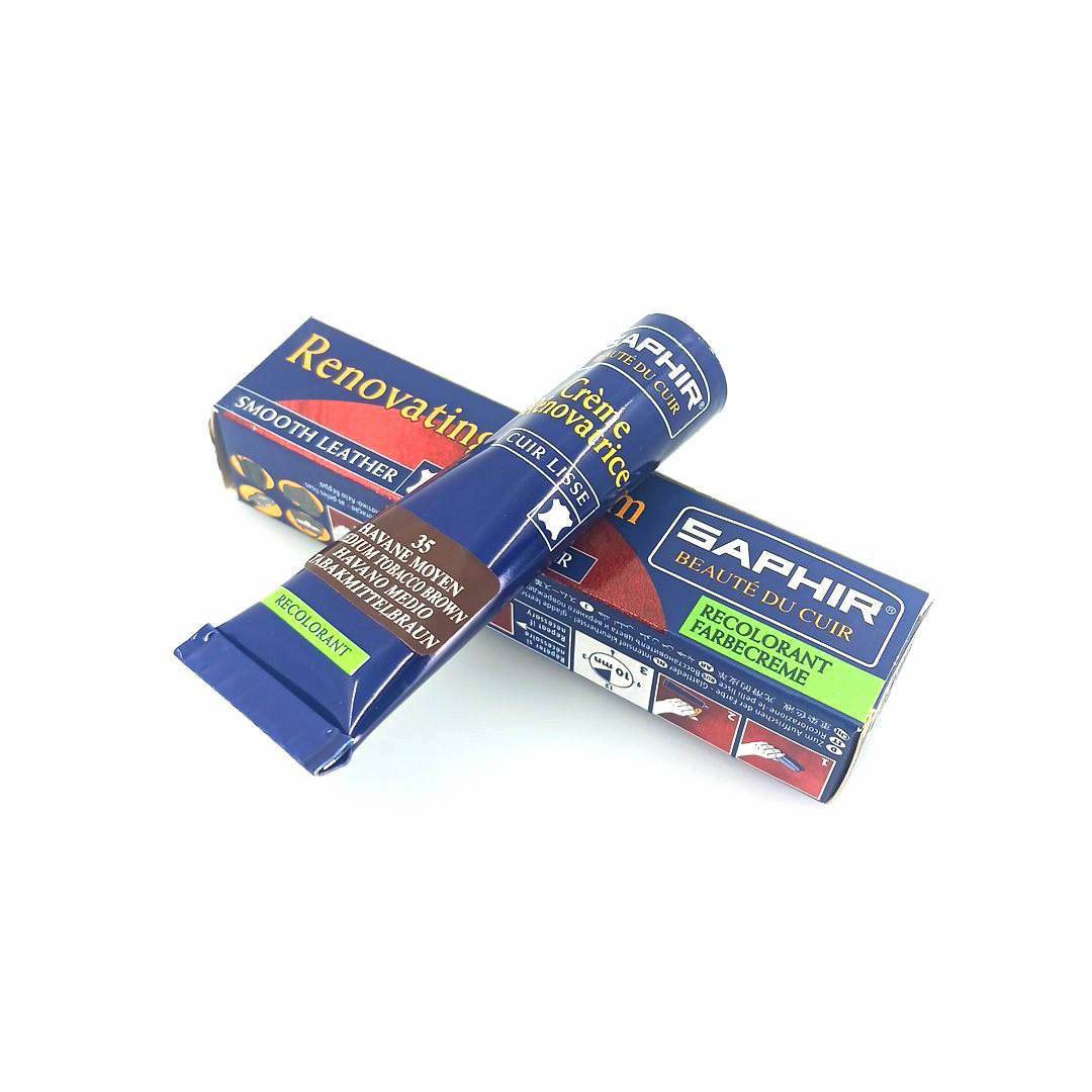 saphir-renovating-cream-medium-tobacco-brown-35-02 Saphir Crème Rénovatrice 25 ml (color: 35 medium tobacco brown), κρέμα επαναχρωματισμού & αναδόμησης δερμάτινων ειδών