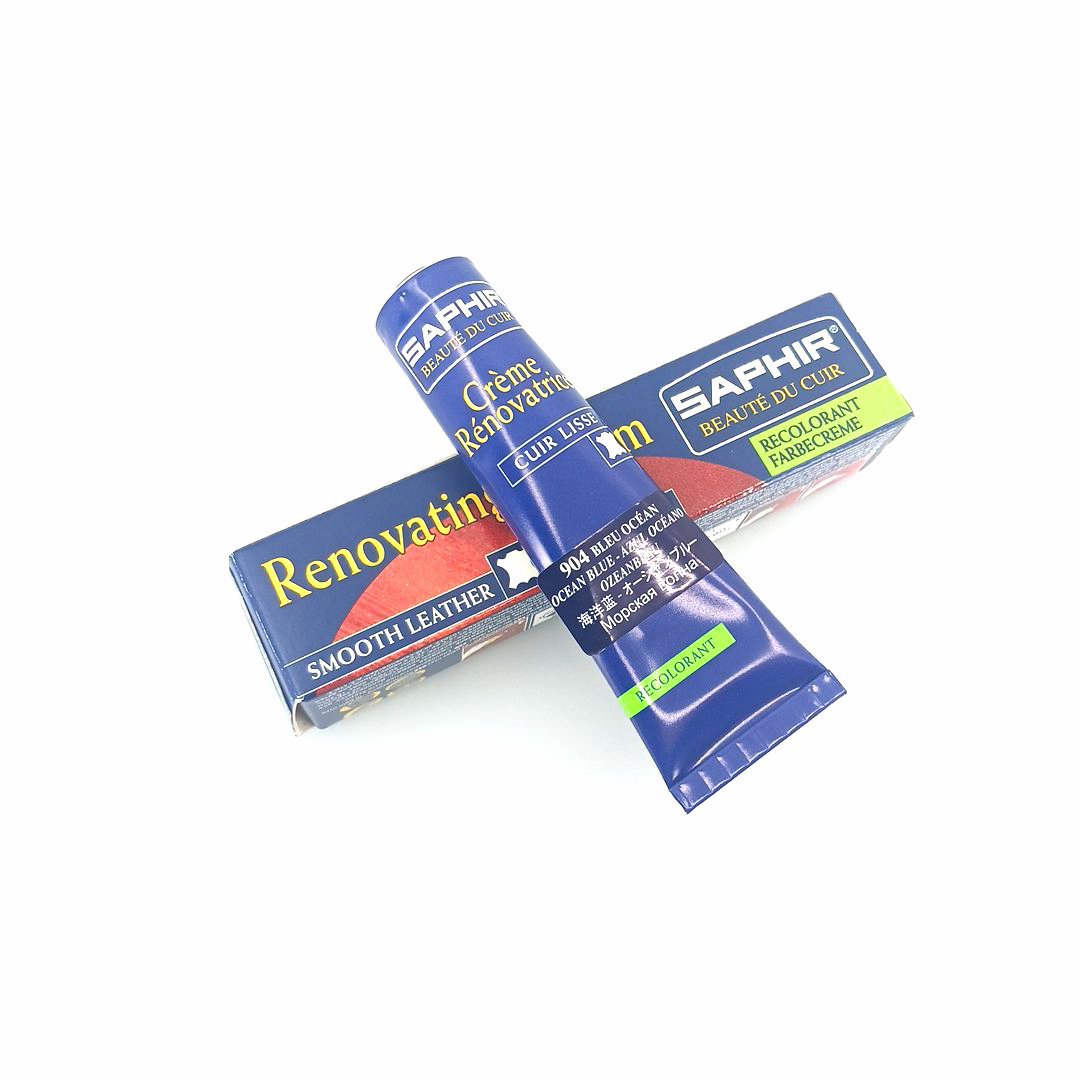 saphir-renovating-cream-ocean-blue-904-02 Saphir Crème Rénovatrice 25 ml (color: 904 ocean blue), κρέμα επαναχρωματισμού & αναδόμησης δερμάτινων ειδών