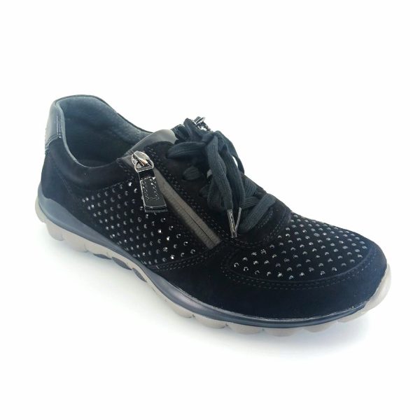 Gabor rolling soft 76.968.87 γυναικεία sneakers (μαύρο δέρμα chevreau)