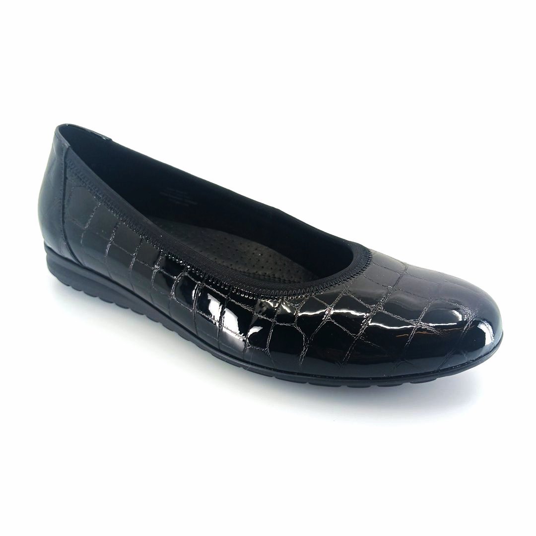 gabor-black-72.620.87-1 Gabor 72.620.87 μπαλαρίνες (μαύρο λουστρίνι κροκό)