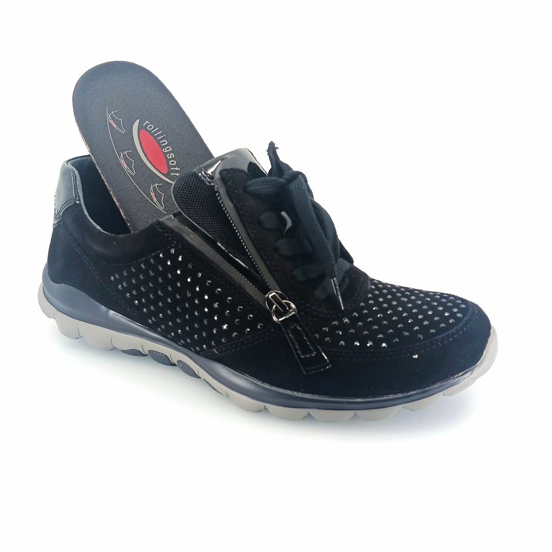 Gabor rolling soft 76.968.87 γυναικεία sneakers (μαύρο δέρμα chevreau)