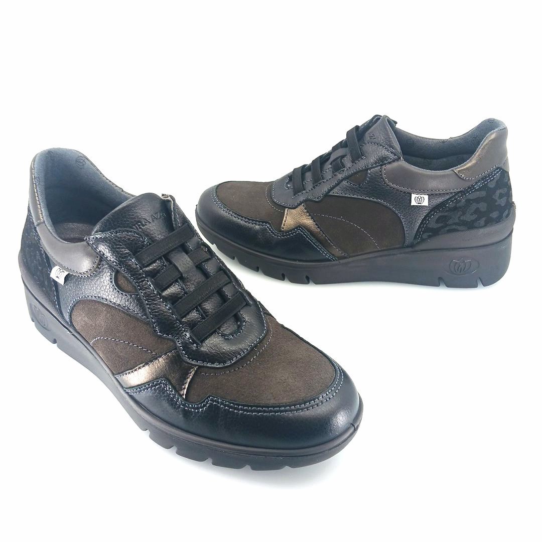 Laura Azana 26204 (combi μαύρο δέρμα) γυναικεία sneakers