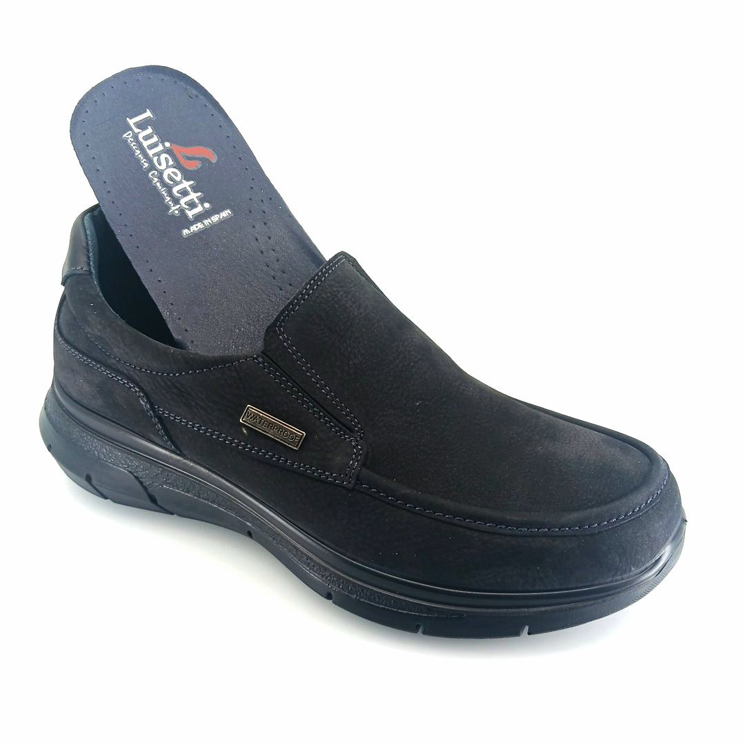 Luisetti 36118 (μαύρο nubuck) ανδρικά slip-on