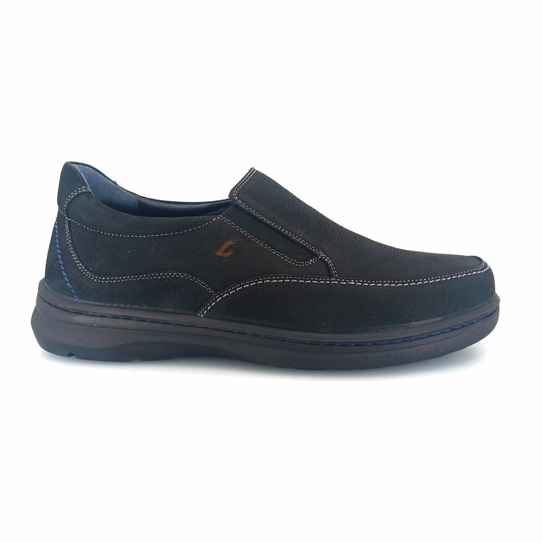 Luisetti 32400 (μαύρο δέρμα nubuck) ανδρικά slip-on