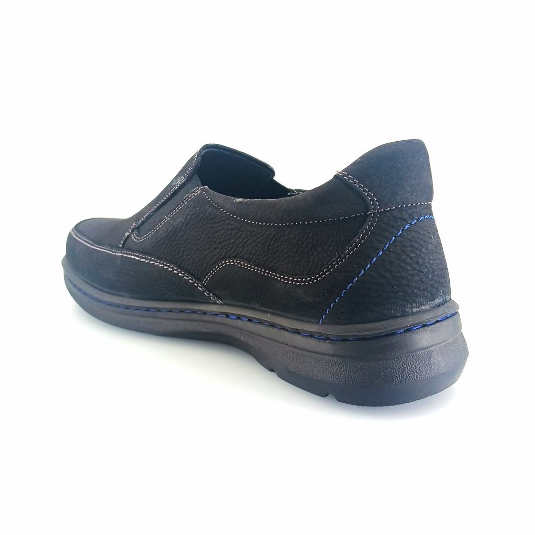Luisetti 32400 (μαύρο δέρμα nubuck) ανδρικά slip-on
