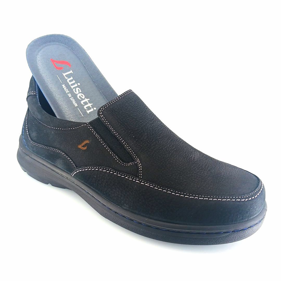 Luisetti 32400 (μαύρο δέρμα nubuck) ανδρικά slip-on