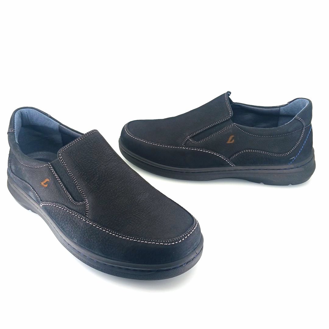 Luisetti 32400 (μαύρο δέρμα nubuck) ανδρικά slip-on