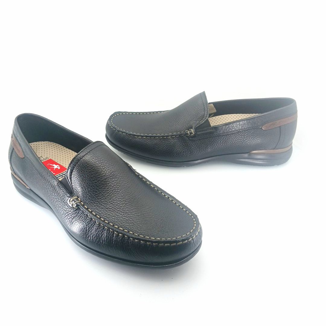 Fluchos ORION 8682 (μαύρο δέρμα) ανδρικά slip-on μοκασίνια