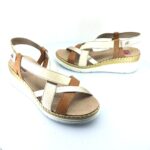 Fluchos Leza F2135 Habana Dore 505276 (μπεζ-ταμπά δέρμα) γυναικεία πέδιλα