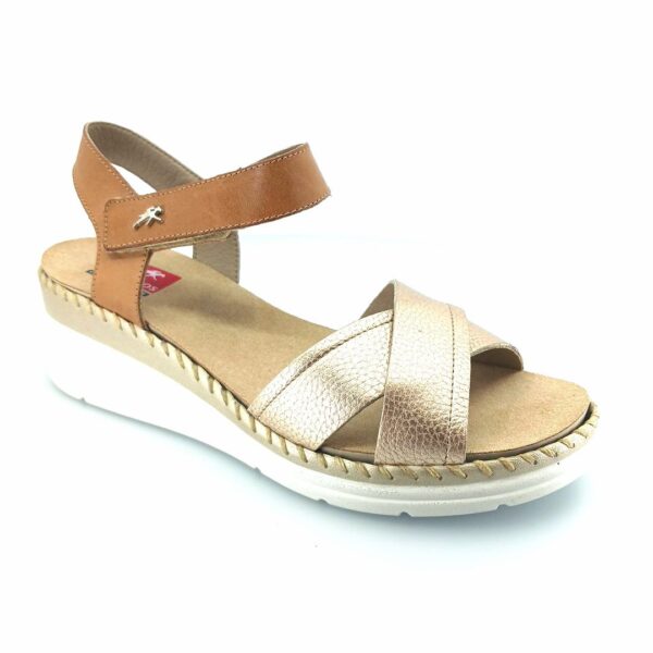 Fluchos Leza F2139 505287 (ταμπά-πλατινέ δέρμα) γυναικεία πέδιλα