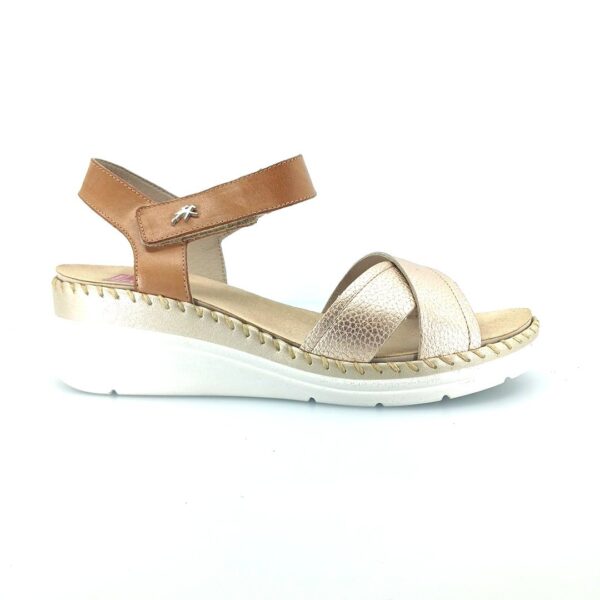 Fluchos Leza F2139 505287 (ταμπά-πλατινέ δέρμα) γυναικεία πέδιλα