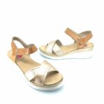Fluchos Leza F2139 505287 (ταμπά-πλατινέ δέρμα) γυναικεία πέδιλα